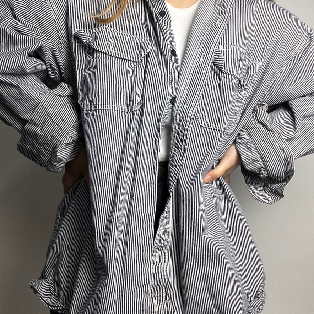 Oversized Striped Utility Button Down - image 3